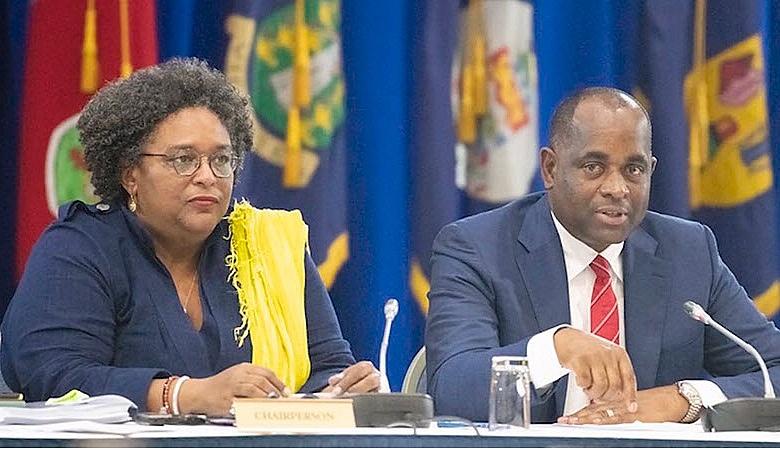 Mia Mottley and Roosevelt Skerrit