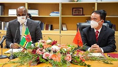 PM Roosevelt Skerrit With Ambassador Lin Xianjiang