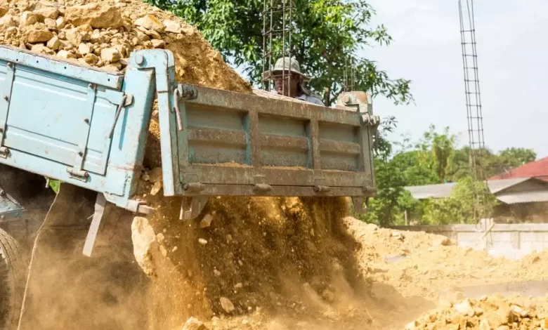 Truck Pouring Gravel Stone