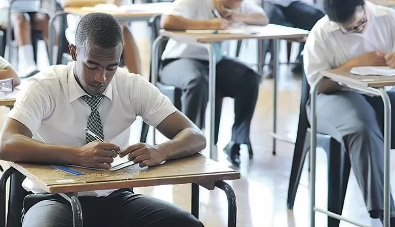 Student Taking Exam in School