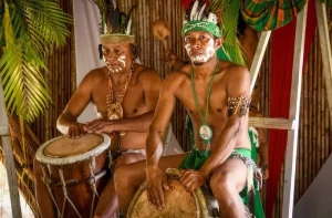 Drumming Kalinago Men Traditional