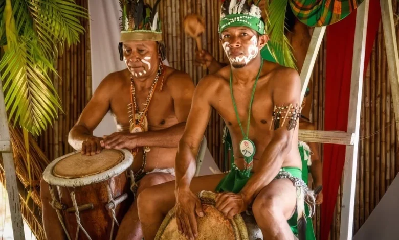 Drumming Kalinago Men Traditional