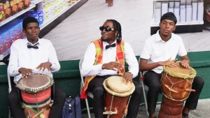 Young Men National Wear Playing Drums Creole Day