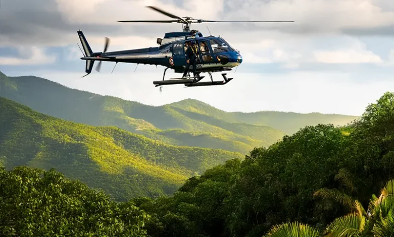 Helicopter Surveying Land Search Rescue Dominica